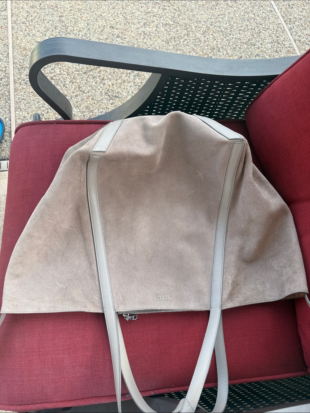 Reiss Taupe Suede Tote with Light Gray Trim - Picture 14 of 16